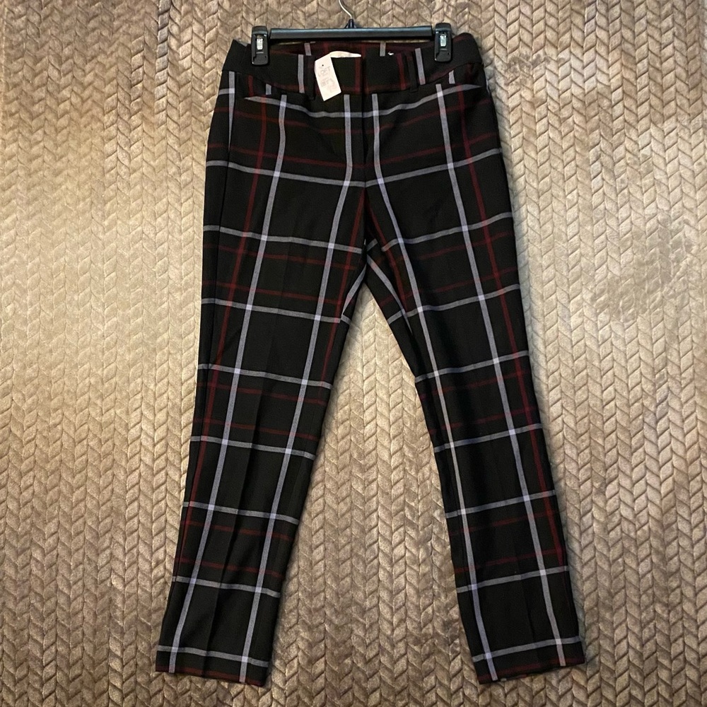 NWT Loft Black Plaid Pants. Size 2.